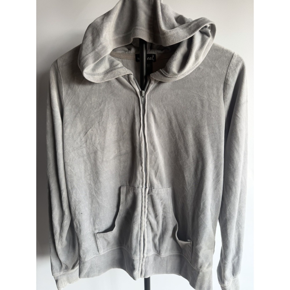 Womens Wet Seal Hoodie Zip Gray Large Y2K Mall Brand